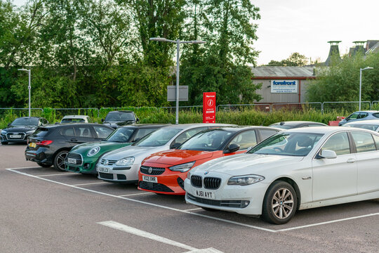 View of a full outdoor car park in England