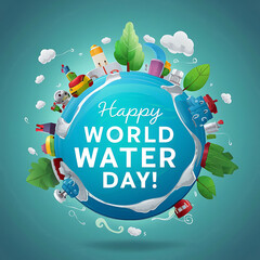 Happy World Water Day Social Media Post or Background 22 March