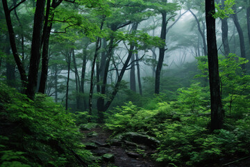 Fototapeta premium forest in fog.
