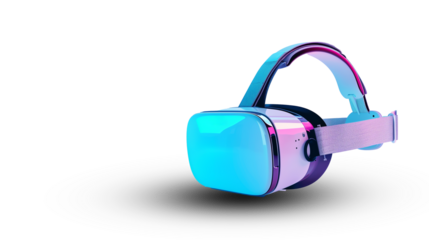 VR headset isolated on transparent background, modern VR technology cutout 