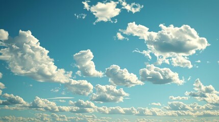 Scenic Sky with Fluffy White Cumulus Clouds
