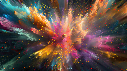 Paint Explosion series. Abstract design made of colorful fractal paint burst and lights on the subject of creativity, imagination, spirituality and art. - obrazy, fototapety, plakaty