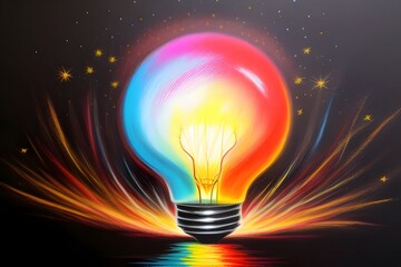 Light bulb in dark area. Perfect for design template, poster and more. Generative AI. V12