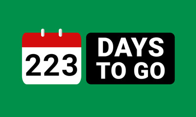 223 days to go last countdown. two hundred twenty three days go sale price offer promo deal timer, 223 days only