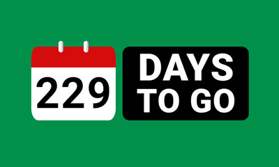 229 days to go last countdown. two hundred twenty nine days go sale price offer promo deal timer, 229 days only