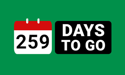 259 days to go last countdown. two hundred and fifty nine days go sale price offer promo deal timer, 259 days only