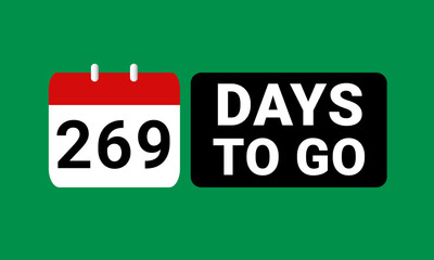 269 days to go last countdown. two hundred and sixty nine days go sale price offer promo deal timer, 269 days only