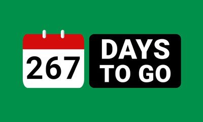 267 days to go last countdown. two hundred and sixty seven days go sale price offer promo deal timer, 267 days only