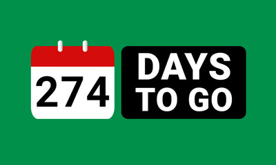 274 days to go last countdown. two hundred and seventy four days go sale price offer promo deal timer, 274 days only