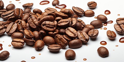 Obraz premium Pile of Coffee Beans on Table Generative AI