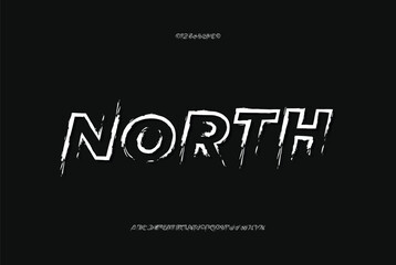 North, Brush text effect alphabet with numbers and letters for fonts retro style logo design font

