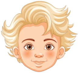 Dekokissen Cartoon of a cheerful young boy with blonde hair. © GraphicsRF