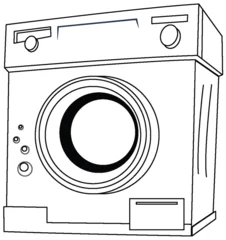 Foto auf Leinwand Black and white vector of a washing machine © GraphicsRF