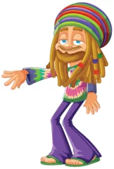 Fotobehang Colorful vector of a smiling Rastafarian man. © GraphicsRF