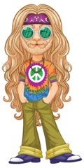 Fensteraufkleber Colorful, retro hippie with peace symbol shirt. © GraphicsRF