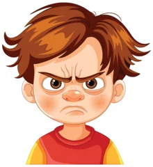 Door stickers Kids Vector illustration of a boy with an angry face