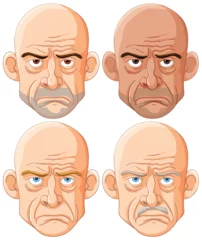 Foto auf Acrylglas Four vector illustrations of a man's moody expressions. © GraphicsRF
