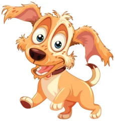 Foto op Plexiglas Kinderen Cartoon illustration of a happy, playful dog.