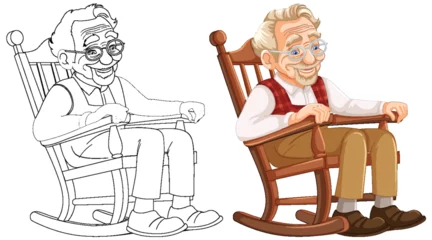 Foto op Plexiglas Kinderen Colorful and sketched versions of a content senior man.