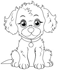 Cute cartoon puppy with big eyes and collar