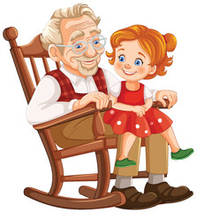 Elderly man and young girl enjoying time together