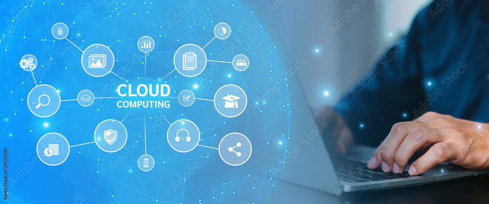 Poster database storage cloud technology file data transfer sharing, cyber, big data information for financ
