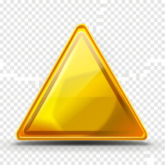yellow triangle warning sign on a transparent background - obrazy, fototapety, plakaty
