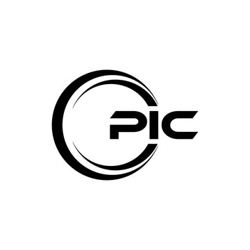 PIC letter logo design with white background in illustrator, cube logo, vector logo, modern alphabet font overlap style. calligraphy designs for logo, Poster, Invitation, etc.