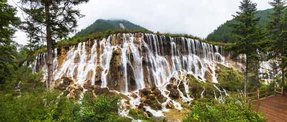 Waterfall at the Sparkling Sea in Jiuzhaigou, Sichuan, China