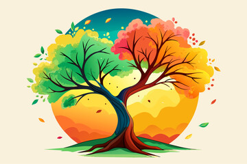 watercolor background is tree