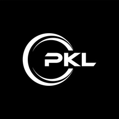 PKL letter logo design with black background in illustrator, cube logo, vector logo, modern alphabet font overlap style. calligraphy designs for logo, Poster, Invitation, etc.