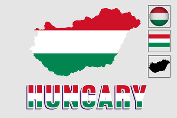 Hungary map and flag in vector illustration