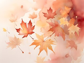 Delicate illustration of maple leaves floating in mid-air