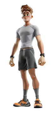 npc gaming 3d character youthful and sporty persona, transparant background
