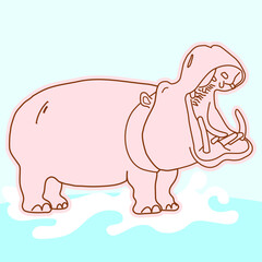 hippo style sketch illustration hand drawn vector