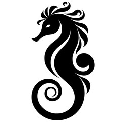 black and white sea horse
