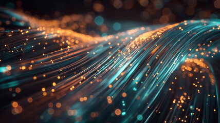 Glowing fiber optic cables.