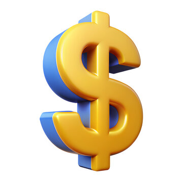 Dollar 3d icon PNG photo, 3d dollar sign in render style PNG icon  on transparent background. Digital 3d dollar icon, 3d dollar  icon PNG Illustration