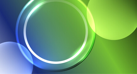 Neon glass circle copyspace for your text or product presentation geometric background. Vector illustration For Wallpaper, Banner, Background, Card, Book Illustration, landing page