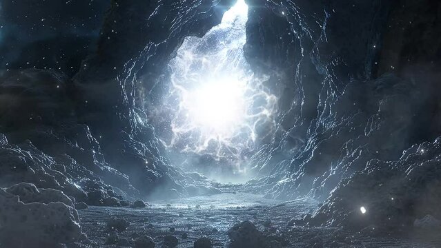 asteroid belt anomaly ethereal being materializes. seamless looping overlay 4k virtual video animation background
