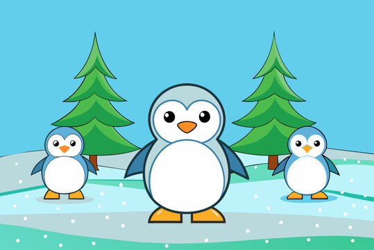 penguins cute background is tree