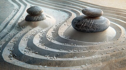 Fototapeta na wymiar Zen garden meditation stone background. Created by Ai.