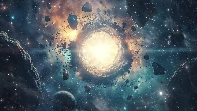 nebular nexus interdimensional phenomenon appears. seamless looping overlay 4k virtual video animation background