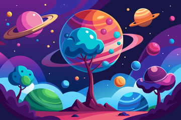 Naklejka premium planets background is tree