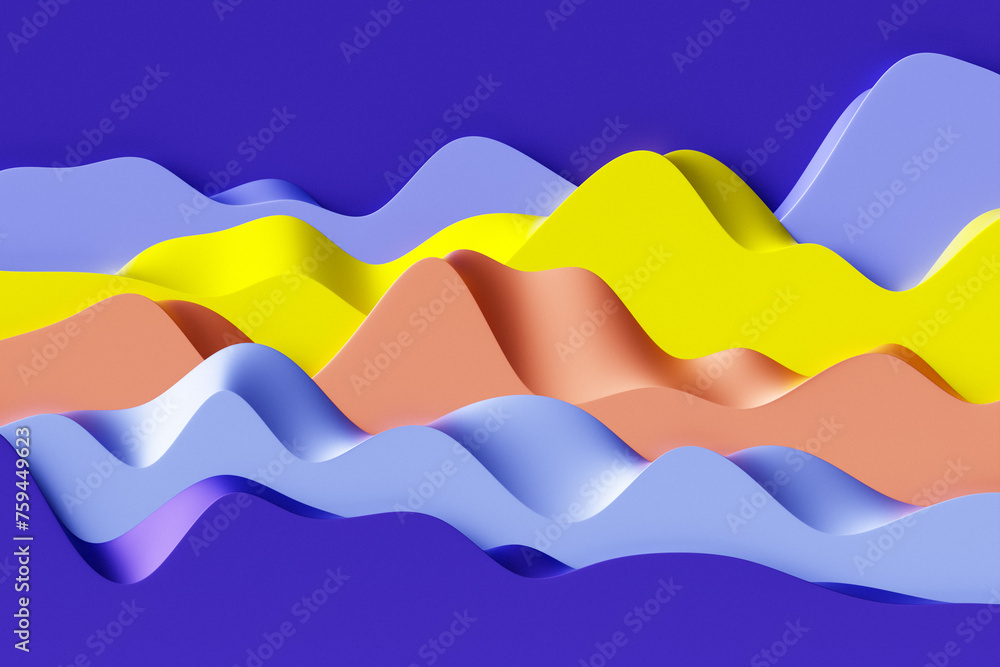 Poster 3d illustration of a classic purple abstract gradient background with lines. print from the waves. m