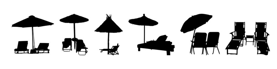 Beach chair silhouette - obrazy, fototapety, plakaty