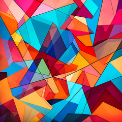 An abstract pattern of colorful geometric shapes. 