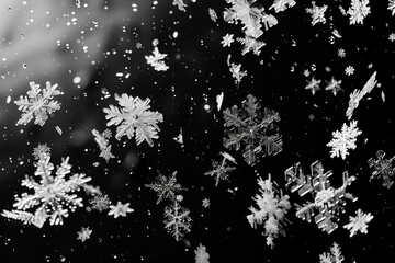 Snowflakes isolated on black background 