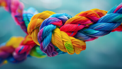 colorful fiber ropes in a knot - Powered by Adobe