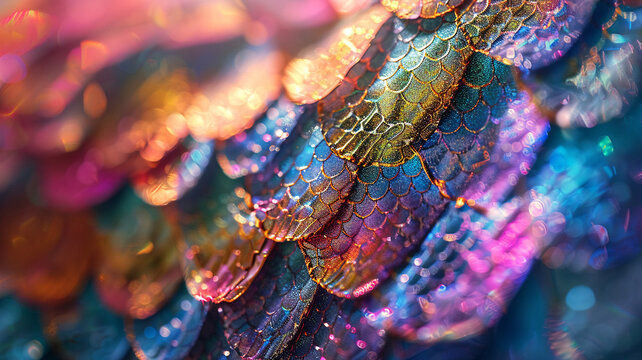Close-up of a mermaids shimmering scale pattern